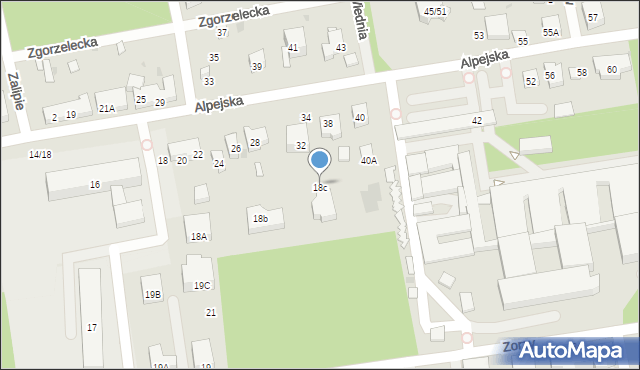 Warszawa, Alpejska, 18c, mapa Warszawy