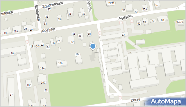 Warszawa, Alpejska, 18d, mapa Warszawy