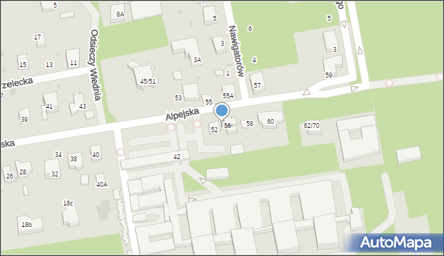 Warszawa, Alpejska, 54, mapa Warszawy