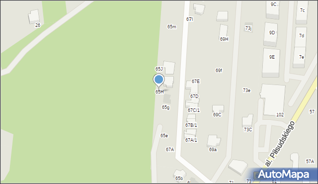 Warszawa, Aleja Piłsudskiego Józefa, marsz., 65H, mapa Warszawy