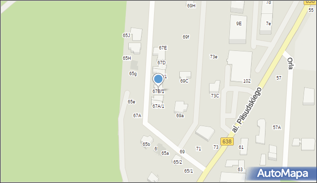 Warszawa, Aleja Piłsudskiego Józefa, marsz., 67B/1, mapa Warszawy