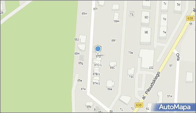 Warszawa, Aleja Piłsudskiego Józefa, marsz., 67D, mapa Warszawy