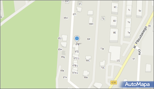 Warszawa, Aleja Piłsudskiego Józefa, marsz., 67E, mapa Warszawy