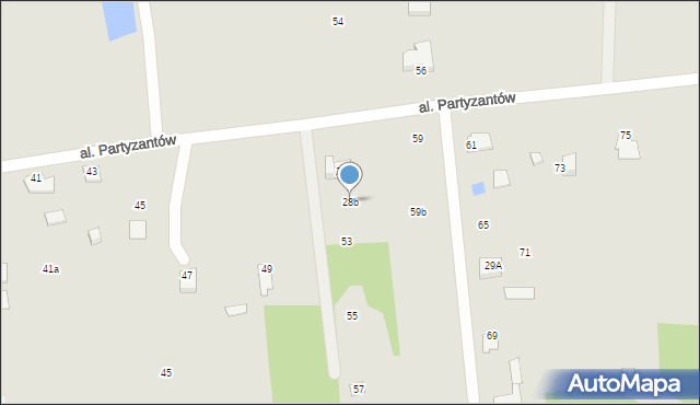 Węgrów, Aleja Partyzantów, 28b, mapa Węgrów