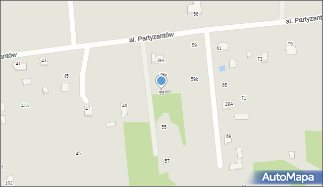 Węgrów, Aleja Partyzantów, 53, mapa Węgrów