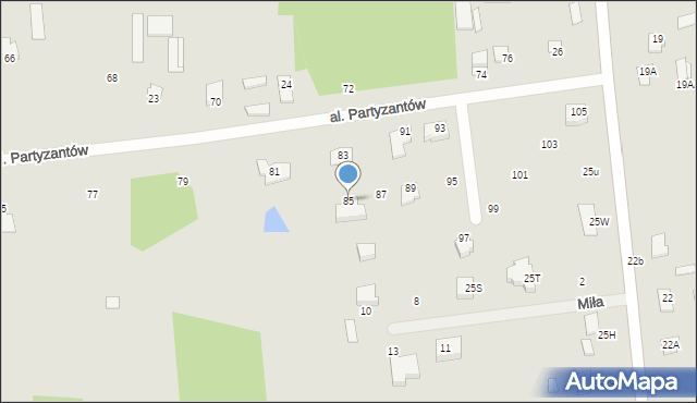 Węgrów, Aleja Partyzantów, 85, mapa Węgrów