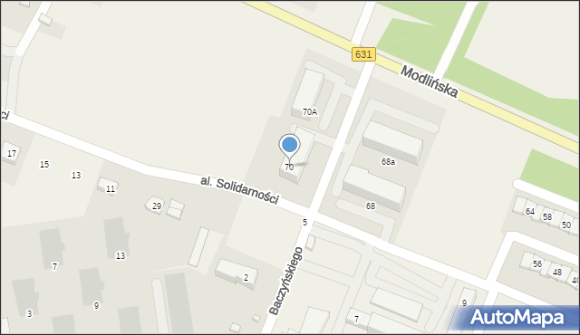 Wieliszew, Aleja Solidarności, 70, mapa Wieliszew