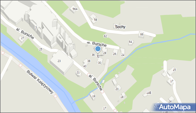 Wisła, Aleja Bursche Juliusza, ks. bp., 32, mapa Wisła