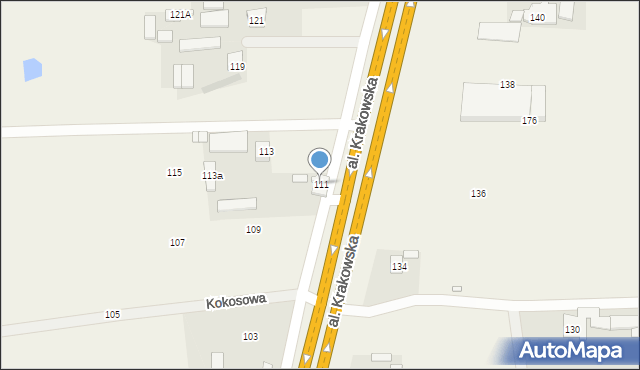 Wólka Kosowska, Aleja Krakowska, 111, mapa Wólka Kosowska