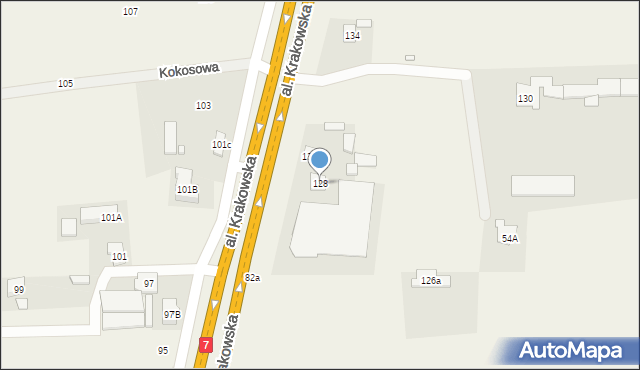 Wólka Kosowska, Aleja Krakowska, 128, mapa Wólka Kosowska