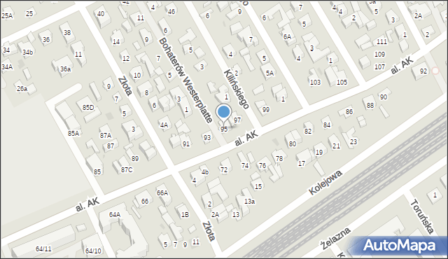 Wołomin, Aleja Armii Krajowej, 95, mapa Wołomin