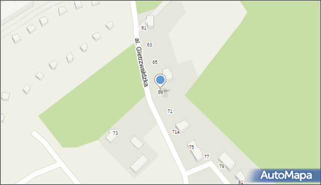 Woryty, Aleja Gietrzwałdzka, 69, mapa Woryty