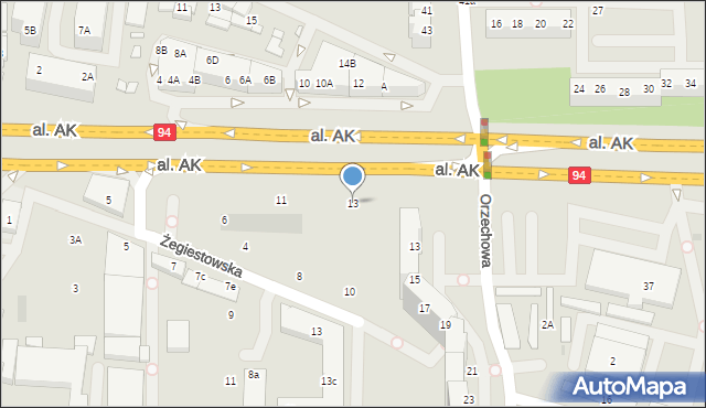 Wrocław, Aleja Armii Krajowej, 13, mapa Wrocławia