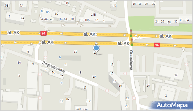 Wrocław, Aleja Armii Krajowej, 13a, mapa Wrocławia