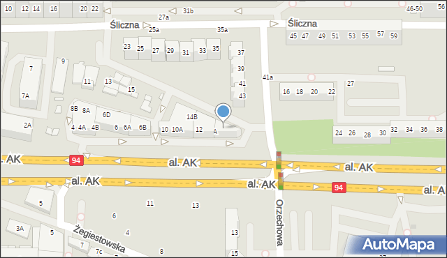 Wrocław, Aleja Armii Krajowej, 14, mapa Wrocławia