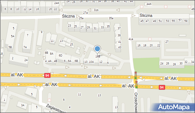 Wrocław, Aleja Armii Krajowej, 14B, mapa Wrocławia