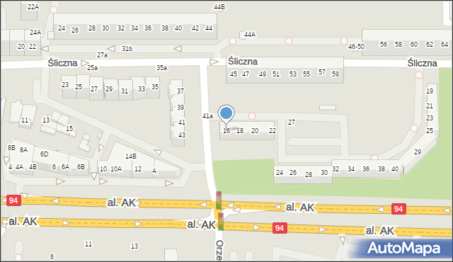 Wrocław, Aleja Armii Krajowej, 16, mapa Wrocławia