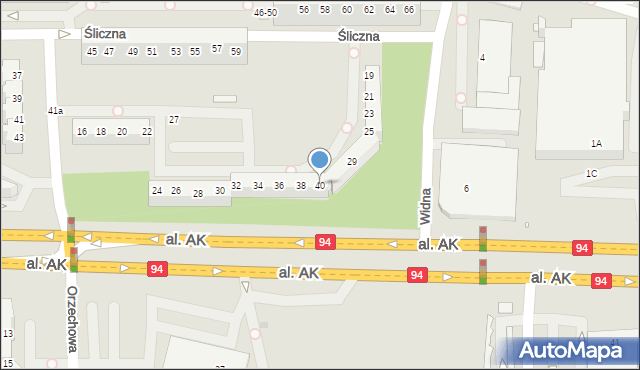 Wrocław, Aleja Armii Krajowej, 40, mapa Wrocławia