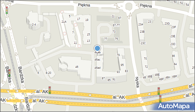 Wrocław, Aleja Armii Krajowej, 46ab, mapa Wrocławia