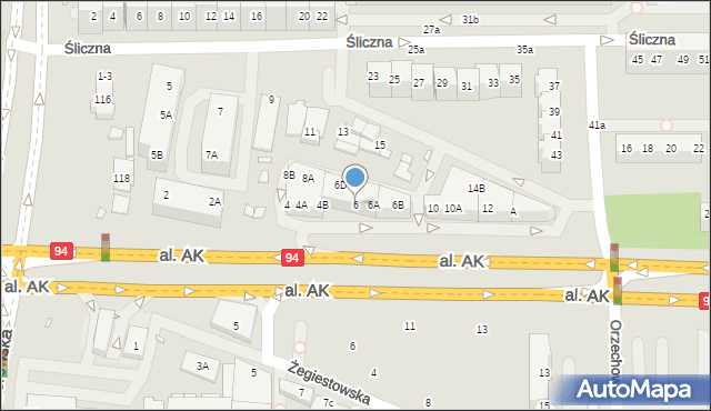Wrocław, Aleja Armii Krajowej, 6, mapa Wrocławia