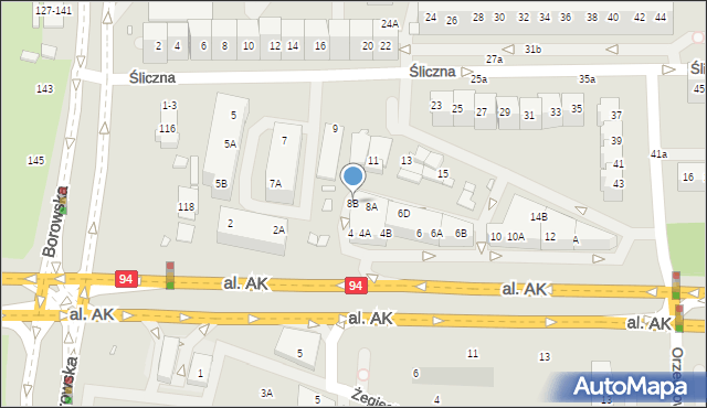 Wrocław, Aleja Armii Krajowej, 8B, mapa Wrocławia