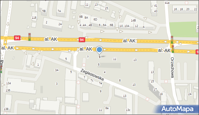 Wrocław, Aleja Armii Krajowej, 9, mapa Wrocławia