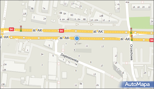 Wrocław, Aleja Armii Krajowej, 9a, mapa Wrocławia