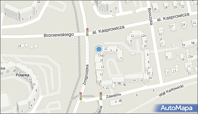 Wrocław, Aleja Kasprowicza Jana, 1A, mapa Wrocławia