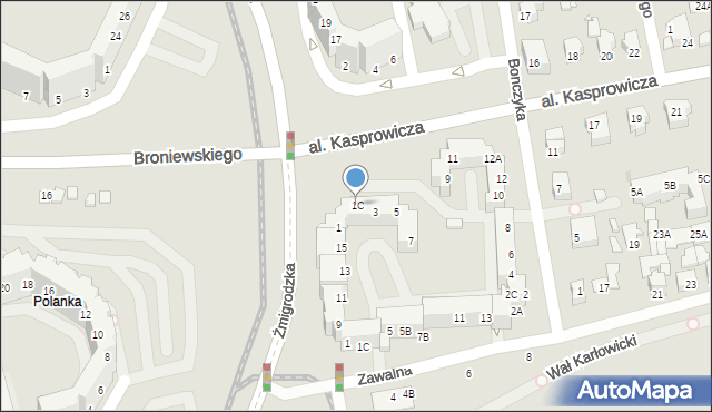 Wrocław, Aleja Kasprowicza Jana, 1C, mapa Wrocławia