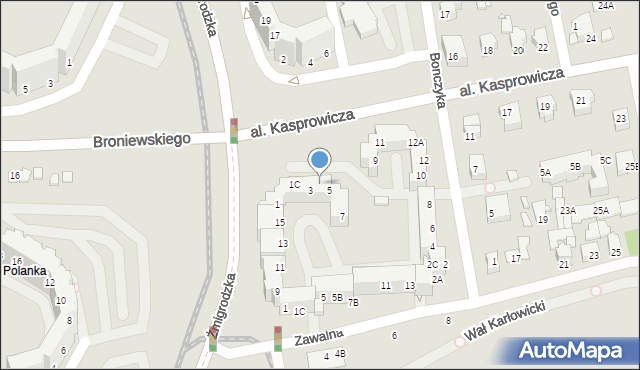 Wrocław, Aleja Kasprowicza Jana, 5B, mapa Wrocławia