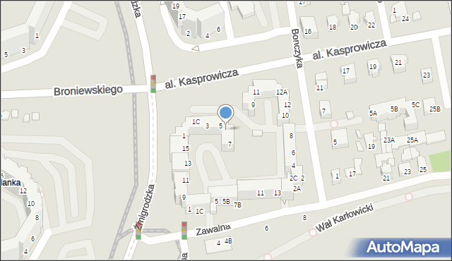 Wrocław, Aleja Kasprowicza Jana, 7B, mapa Wrocławia