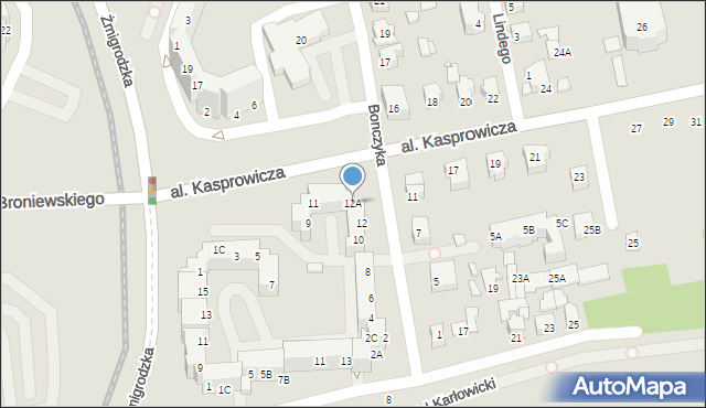 Wrocław, Aleja Kasprowicza Jana, 12A, mapa Wrocławia