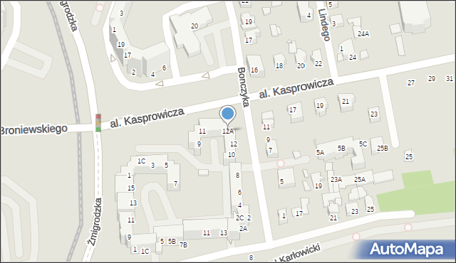 Wrocław, Aleja Kasprowicza Jana, 12A, mapa Wrocławia