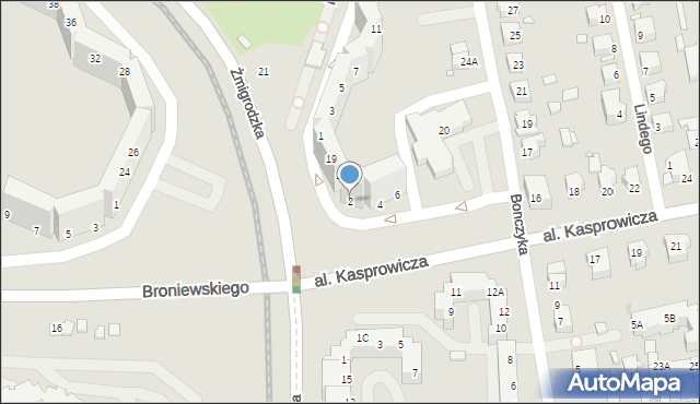 Wrocław, Aleja Kasprowicza Jana, 2, mapa Wrocławia