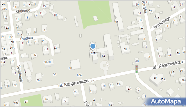 Wrocław, Aleja Kasprowicza Jana, 62B, mapa Wrocławia