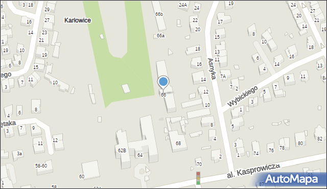 Wrocław, Aleja Kasprowicza Jana, 66, mapa Wrocławia