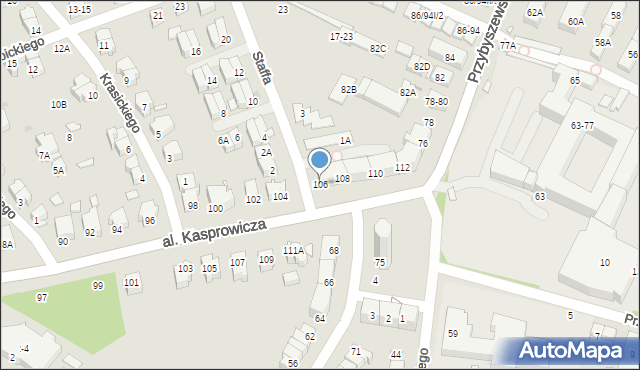 Wrocław, Aleja Kasprowicza Jana, 106, mapa Wrocławia