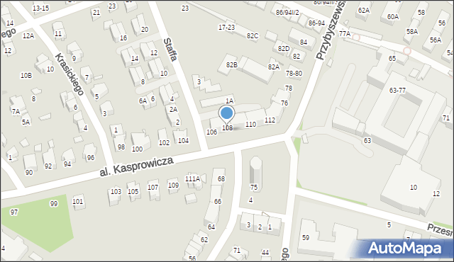 Wrocław, Aleja Kasprowicza Jana, 108, mapa Wrocławia