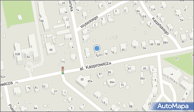 Wrocław, Aleja Kasprowicza Jana, 74, mapa Wrocławia