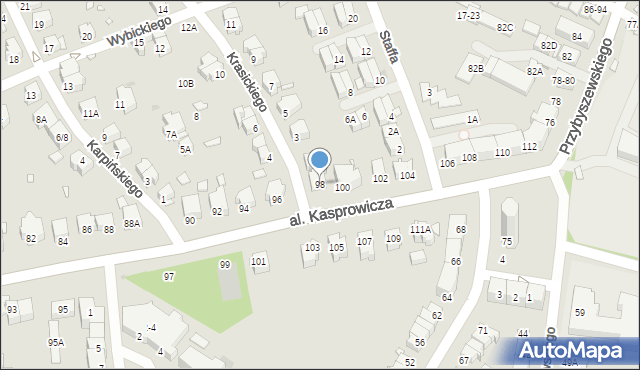Wrocław, Aleja Kasprowicza Jana, 98, mapa Wrocławia