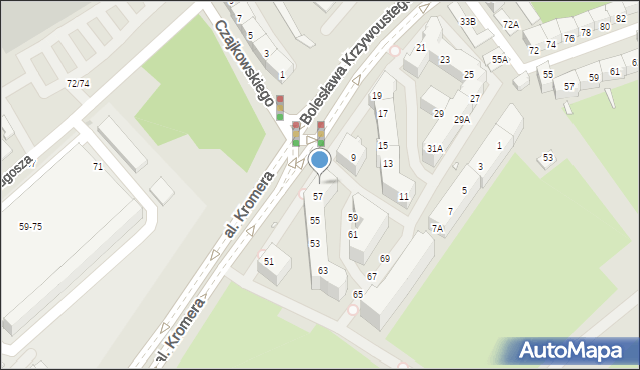 Wrocław, Aleja Kromera Marcina, 57b, mapa Wrocławia