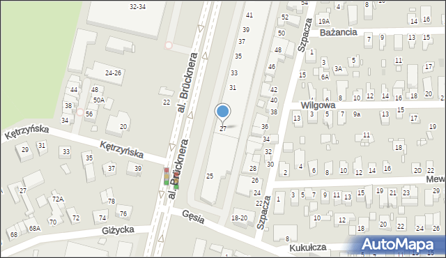 Wrocław, Aleja Brücknera Aleksandra, 27, mapa Wrocławia