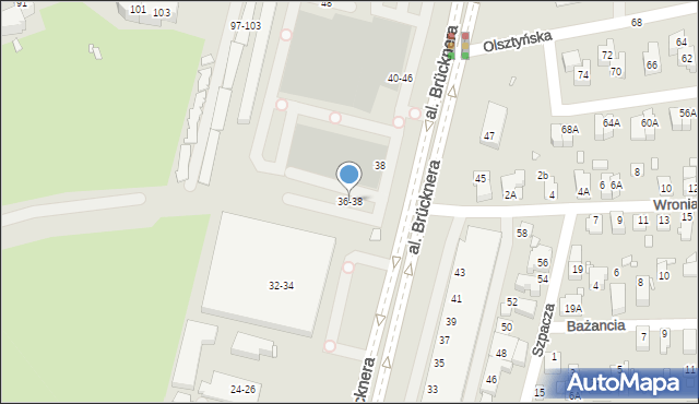 Wrocław, Aleja Brücknera Aleksandra, 36-38, mapa Wrocławia