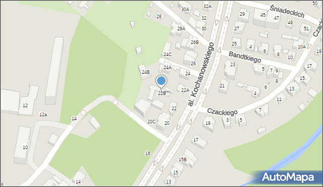 Wrocław, Aleja Kochanowskiego Jana, 22B, mapa Wrocławia