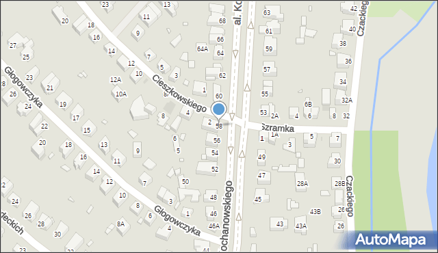 Wrocław, Aleja Kochanowskiego Jana, 58, mapa Wrocławia