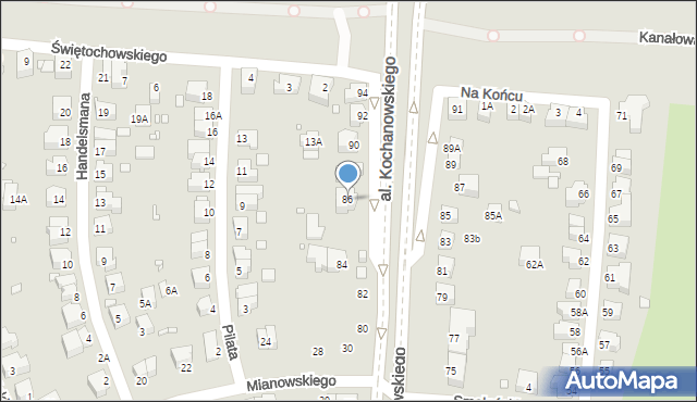Wrocław, Aleja Kochanowskiego Jana, 86, mapa Wrocławia