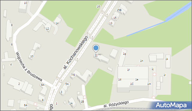 Wrocław, Aleja Kochanowskiego Jana, 11, mapa Wrocławia