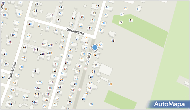 Wrocław, Aleja Róż, 34, mapa Wrocławia