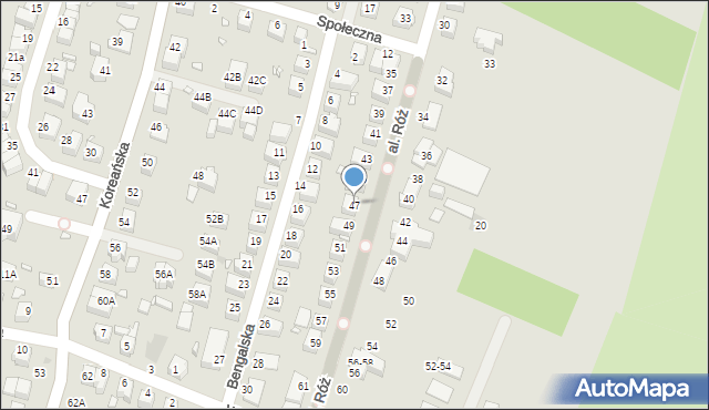 Wrocław, Aleja Róż, 47, mapa Wrocławia