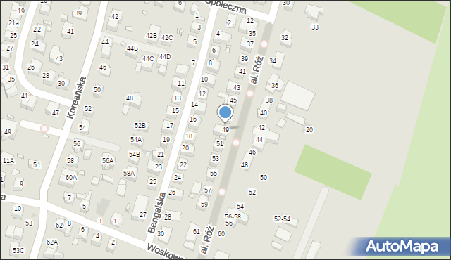 Wrocław, Aleja Róż, 49, mapa Wrocławia